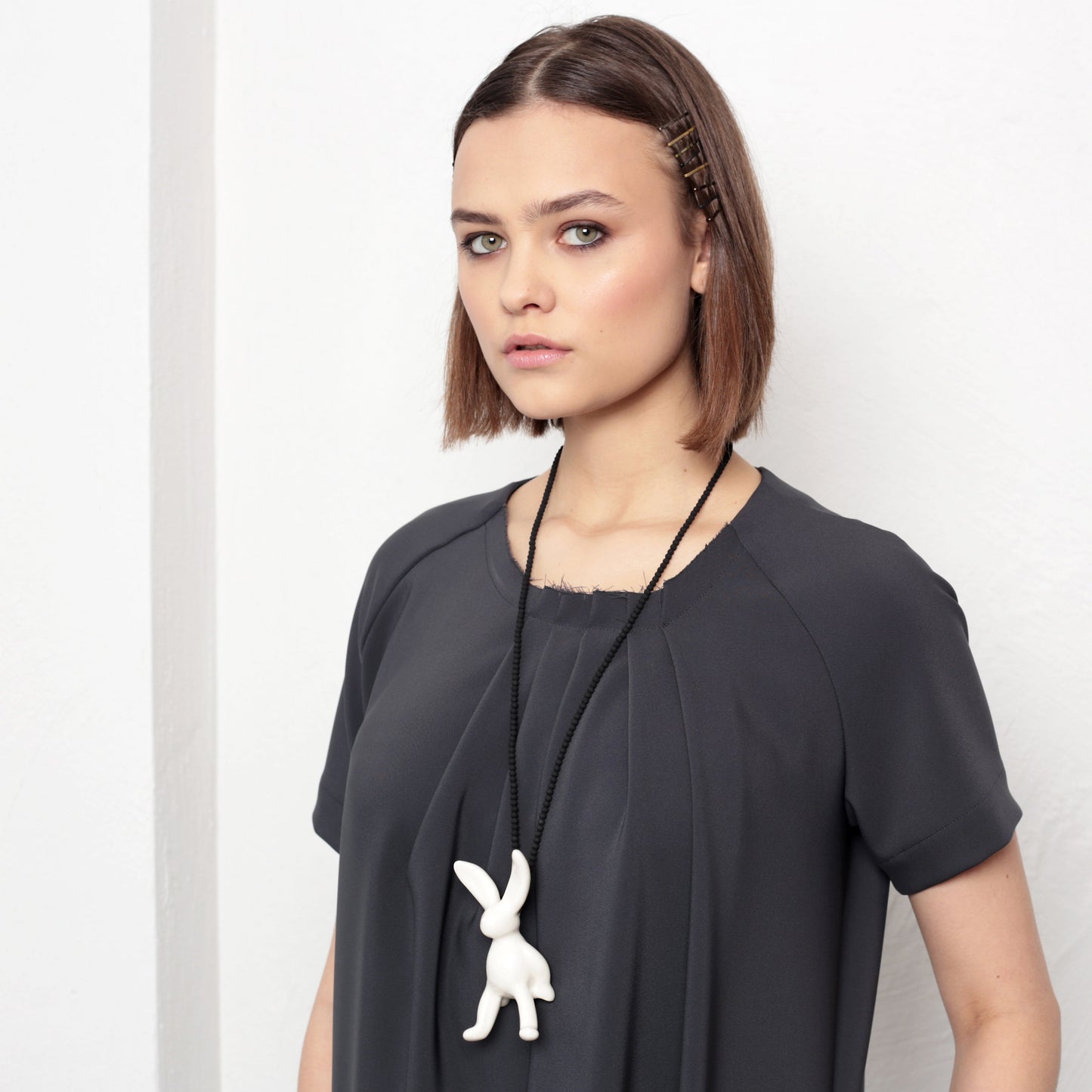 Brave Rabbit Necklace Black